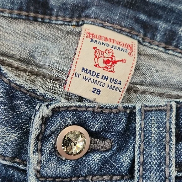 Rare Authentic Disco Becky True Religion Jean's with Diamonds buttons Size 28 - Picture 2 of 5